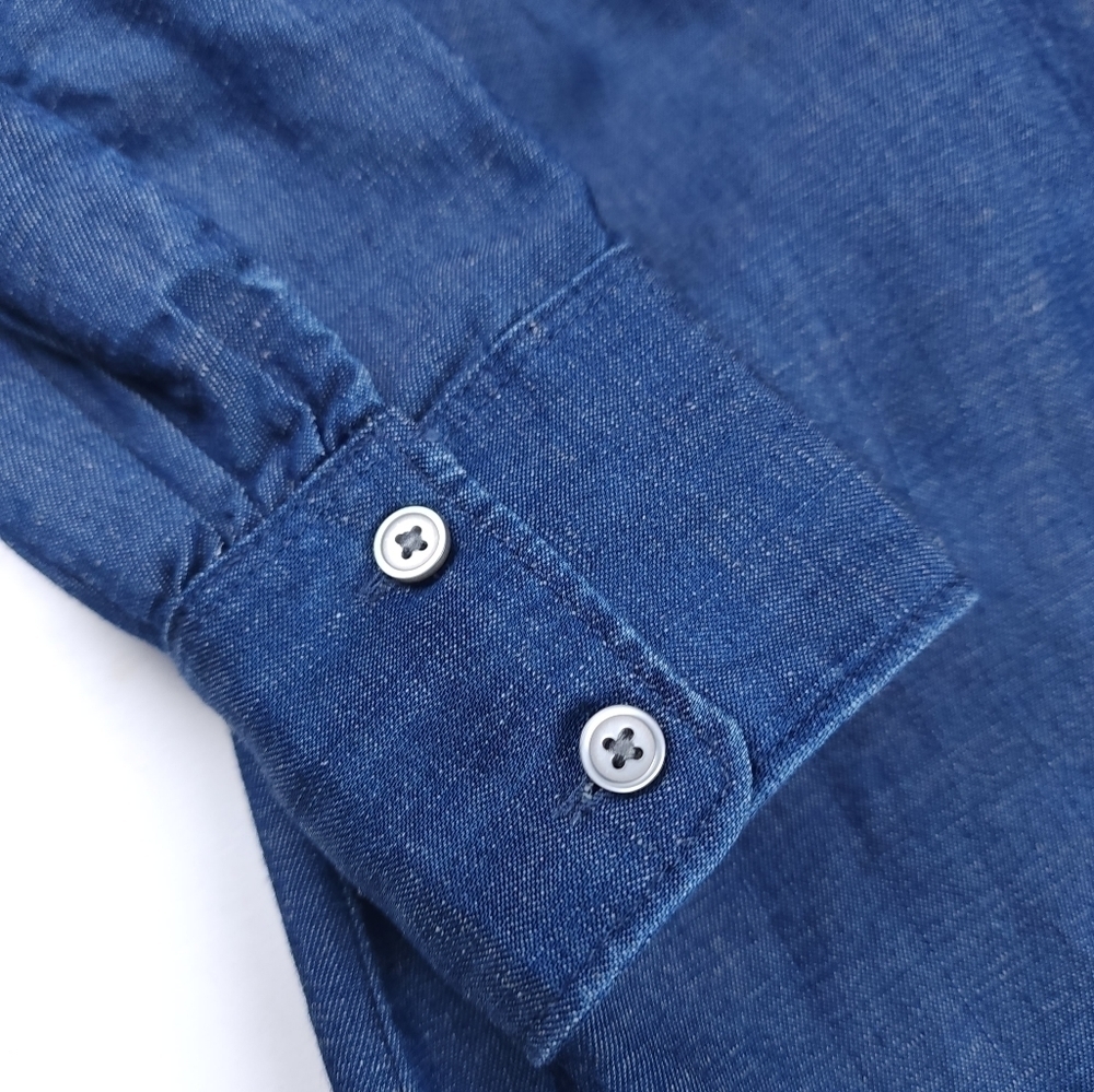 Loft Blue Lyocel Linen Blend Button Down Dress Sz Xs - Picture 11 of 11